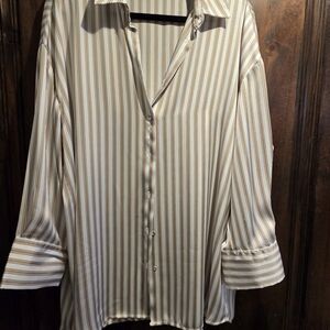 Zara Striped Button Down Shirt MEDIUM Silky